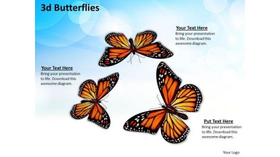 Stock Photo 3d Colorful Butterflies Nature PowerPoint Slide