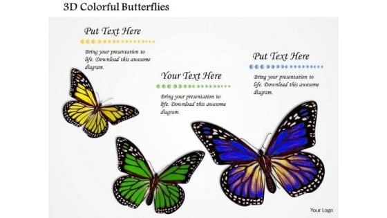 Stock Photo 3d Colorful Butterflies PowerPoint Slide