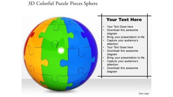 Stock Photo 3d Colorful Puzzle Pieces Sphere PowerPoint Slide