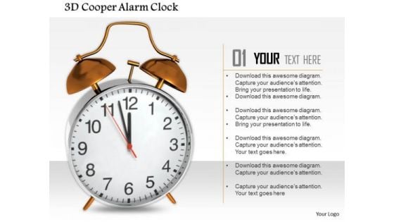 Stock Photo 3d Cooper Alarm Clock PowerPoint Slide