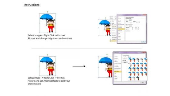 Stock Photo 3d Cute Girl With Umbrella PowerPoint Slide