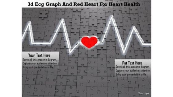 Stock Photo 3d Ecg Graph And Red Heart For Heart Health Image Graphics For PowerPoint Slide