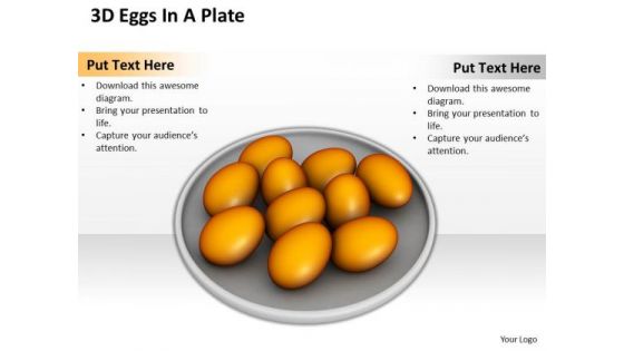 Stock Photo 3d Eggs In A Plate Food PowerPoint Slide