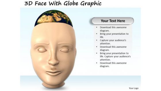 Stock Photo 3d Face With Globe Graphic PowerPoint Template