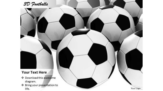 Stock Photo 3d Footballs Background For Games PowerPoint Slide