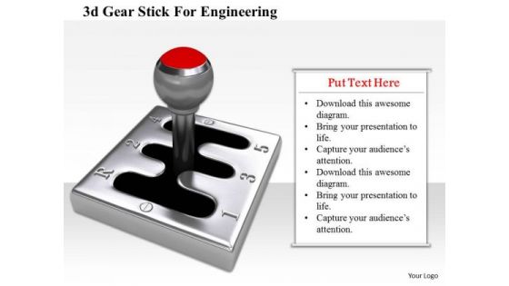 Stock Photo 3d Gear Stick For Engineering Image Graphics For PowerPoint Slide