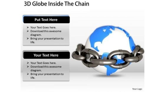 Stock Photo 3d Globe Inside The Chain Security PowerPoint Slide