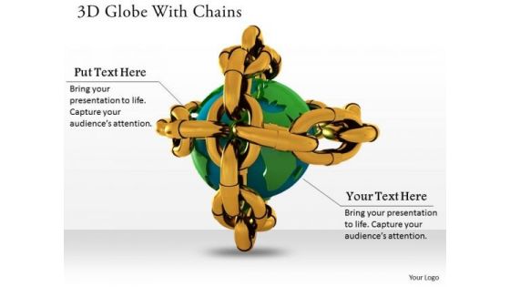 Stock Photo 3d Globe With Chains For Safety PowerPoint Slide