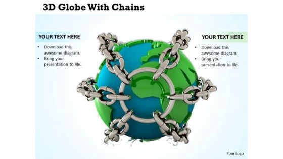 Stock Photo 3d Globe With Chains Global Safety PowerPoint Slide