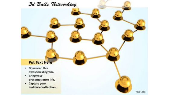 Stock Photo 3d Golden Balls Network PowerPoint Slide