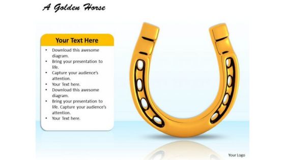 Stock Photo 3d Golden Horse Shoe For Good Luck PowerPoint Slide