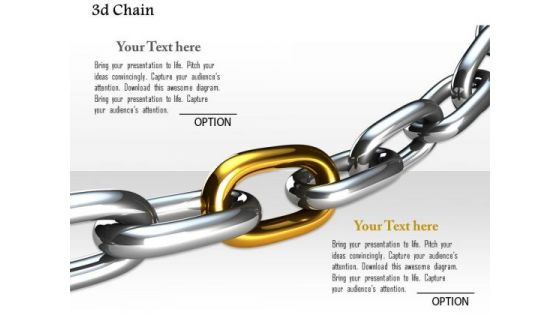 Stock Photo 3d Graphic Of Chain With Yellow Link PowerPoint Slide