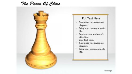 Stock Photo 3d Hite Chess Pawn For Game PowerPoint Slide