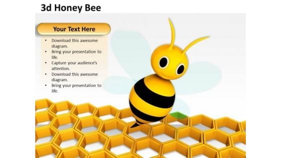 Stock Photo 3d Honey Bee With Colony Design PowerPoint Slide