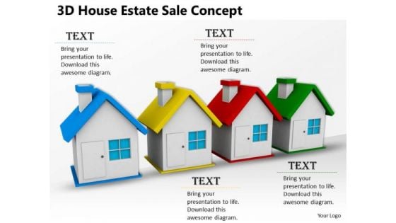 Stock Photo 3d House Home Red Blue Green Yellow Estate Sale Concept PowerPoint Slide