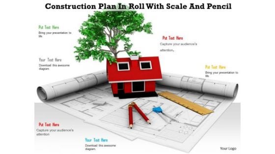 Stock Photo 3d House Model Construction Plan PowerPoint Slide