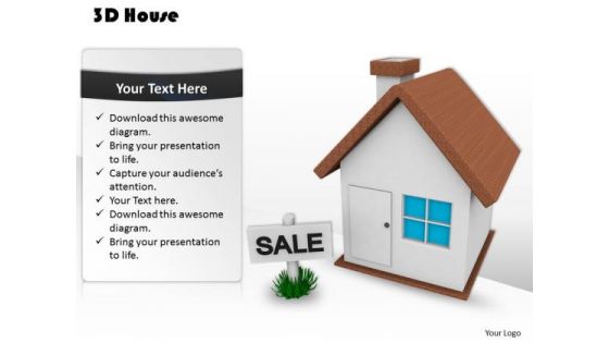 Stock Photo 3d House With Sale Board PowerPoint Slide