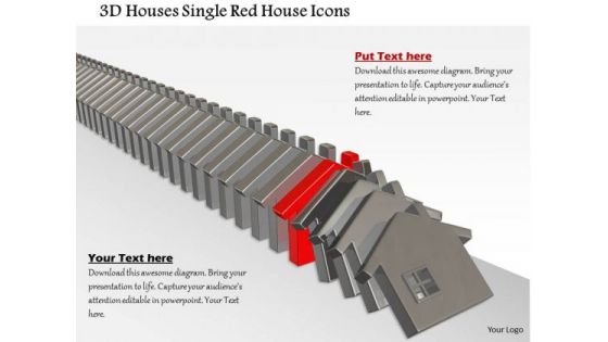 Stock Photo 3d Houses Single Red House Icons PowerPoint Slide