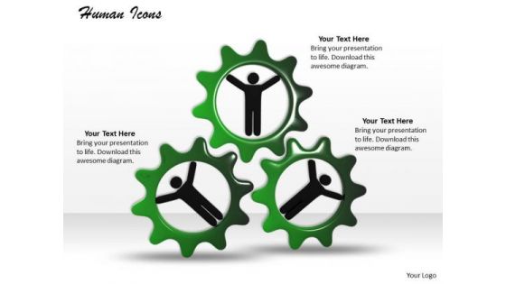 Stock Photo 3d Human Icons In Gears PowerPoint Slide