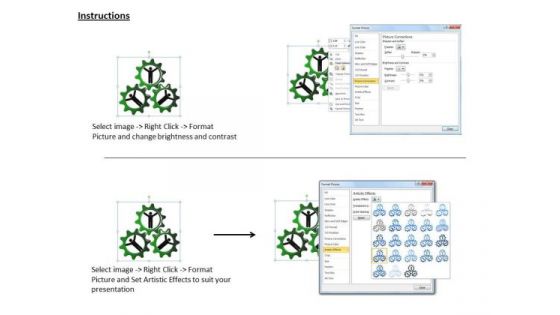 Stock Photo 3d Human Icons In Gears PowerPoint Slide