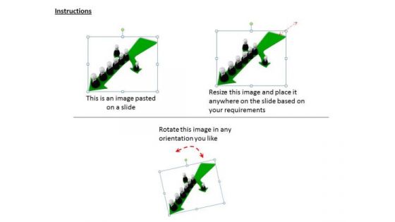 Stock Photo 3d Human Icons On Green Arrow PowerPoint Slide