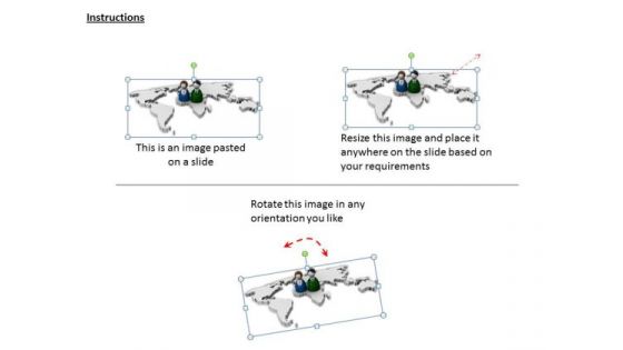Stock Photo 3d Human Icons On World Map For Global Business Relation PowerPoint Slide