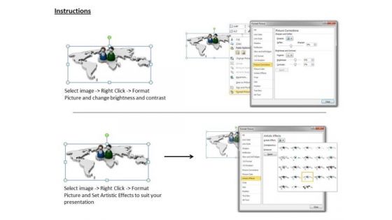 Stock Photo 3d Human Icons On World Map For Global Business Relation PowerPoint Slide