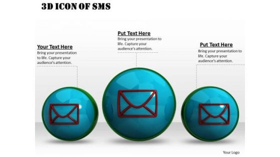 Stock Photo 3d Icon Of Sms For Technology PowerPoint Slide