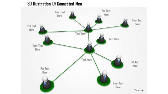 Stock Photo 3d Illustration Of Connected Men PowerPoint Slide