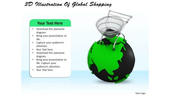 Stock Photo 3d Illustration Of Global Shopping Ppt Template