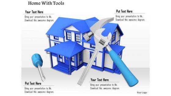 Stock Photo 3d Illustration Of House With Tools PowerPoint Slide