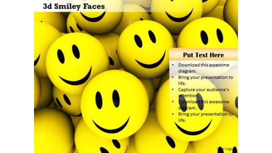 Stock Photo 3d Illustration Of Smiley Faces PowerPoint Slide