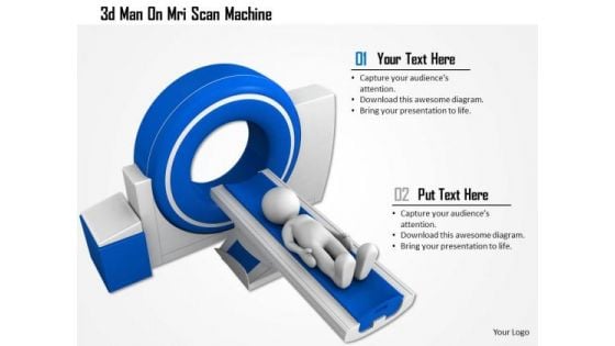 Stock Photo 3d Man On Mri Scan Machine PowerPoint Slide