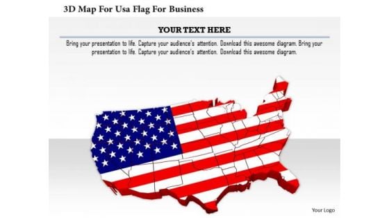 Stock Photo 3d Map For Usa Flag For Business PowerPoint Slide