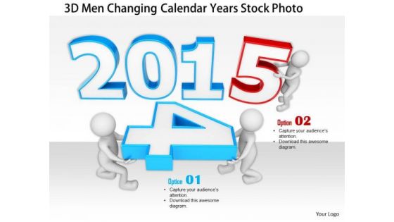 Stock Photo 3d Men Changing Calendar Years Stock Photo PowerPoint Slide