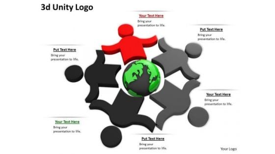 Stock Photo 3d People In Team Shows Unity PowerPoint Slide