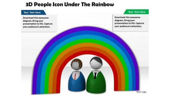 Stock Photo 3d People Under Rainbow PowerPoint Slide