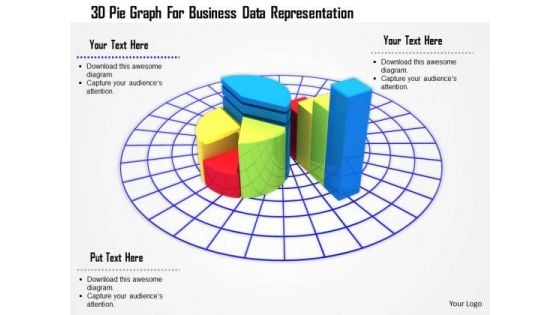 Stock Photo 3d Pie Graph For Business Data Representation PowerPoint Slide