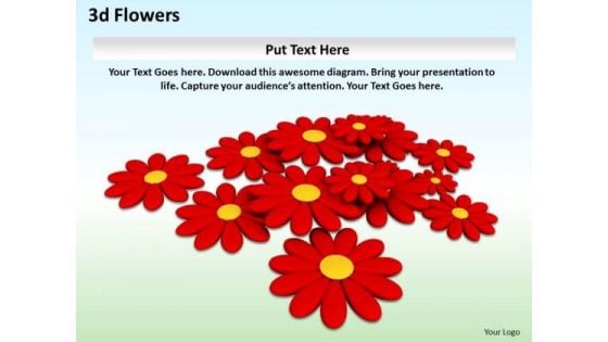 Stock Photo 3d Red Colored Flowers Background PowerPoint Slide