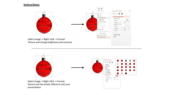 Stock Photo 3d Red Stars Christmas Ball PowerPoint Slide