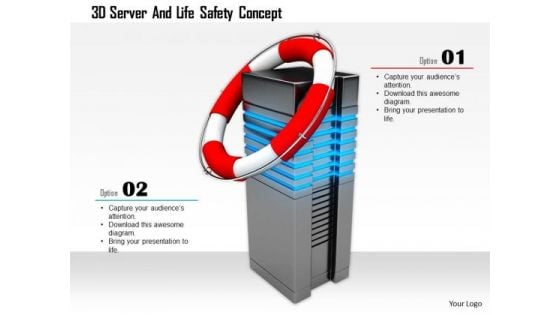 Stock Photo 3d Server And Life Safety Concept PowerPoint Slide