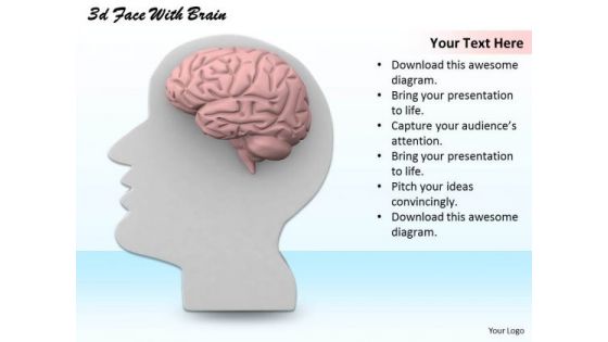 Stock Photo 3d White Human Face With Brain PowerPoint Slide