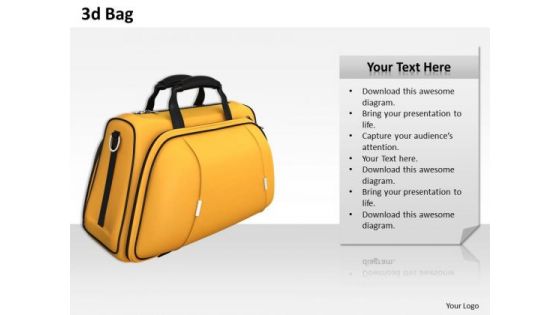 Stock Photo 3d Yellow Travel Bag PowerPoint Slide