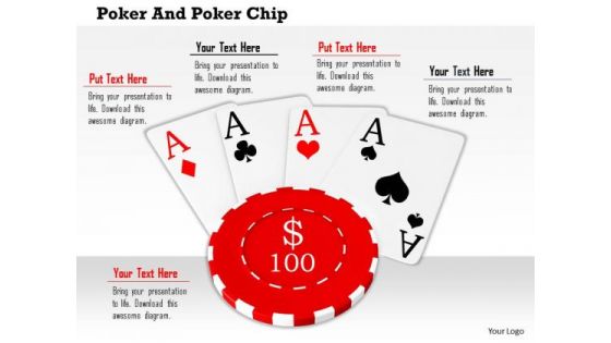 Stock Photo Aces On 100 Dollar Poker Chip PowerPoint Slide