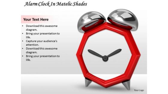 Stock Photo Alarm Clock In Metallic Shades Ppt Template