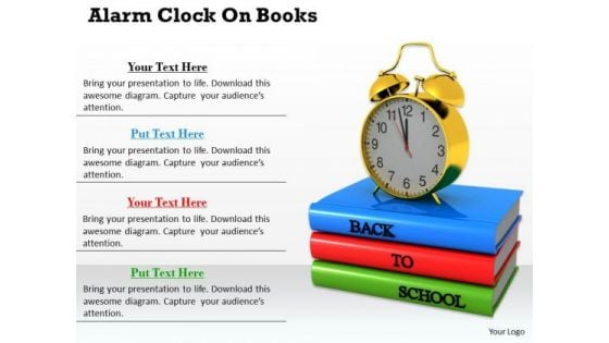 Stock Photo Alarm Clock On Books PowerPoint Template