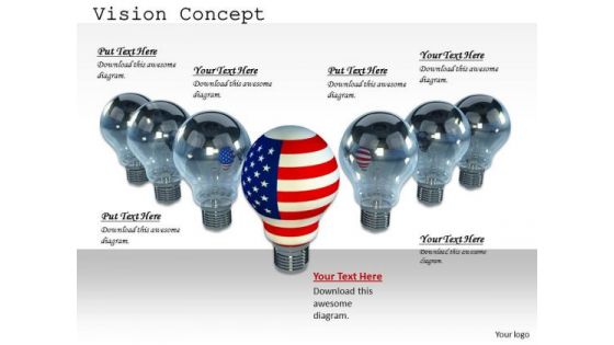 Stock Photo American Bulb As Leader Of Grey Bulbs PowerPoint Slide