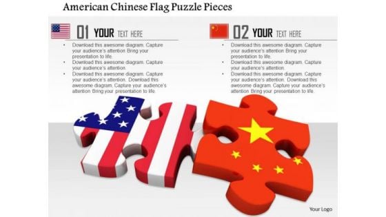 Stock Photo American Chinese Flag Puzzle Pieces PowerPoint Slide