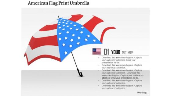 Stock Photo American Flag Print Umbrella PowerPoint Slide