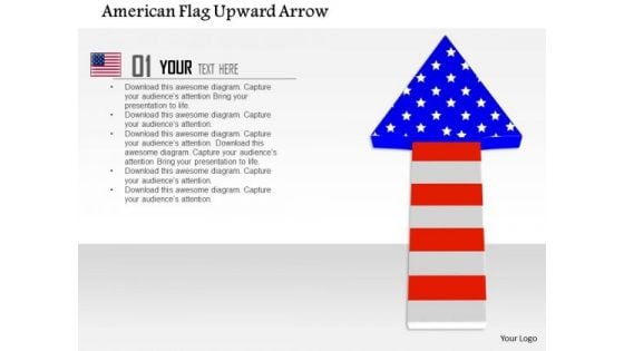 Stock Photo American Flag Upward Arrow PowerPoint Slide